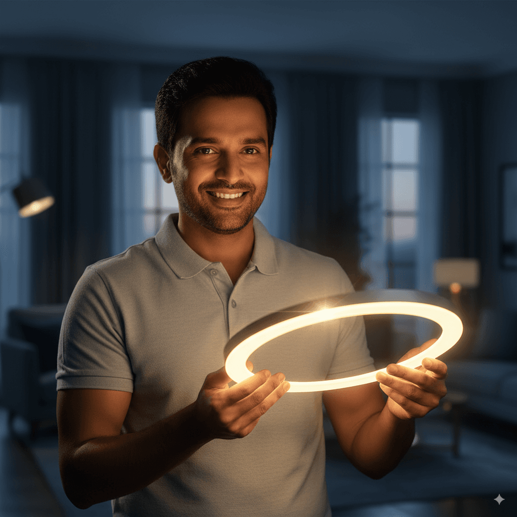 Happy Customer with Glowing LEDs